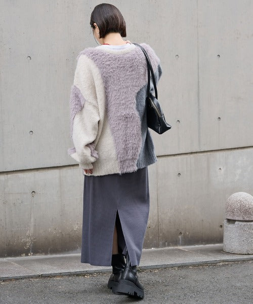 <預訂> 日本大人氣♡日牌 Mono Mart 2-Ways 毛茸茸蓬鬆混色雙拉鍊針織開胸外套｜四色入