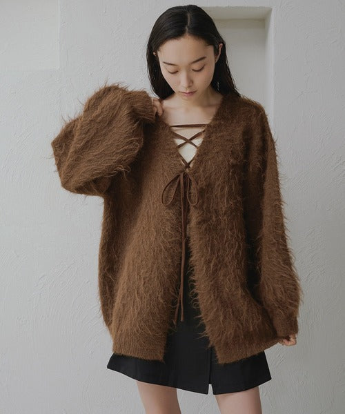 <預訂> 日本大人氣♡日牌 Apres Jour 2-Ways 毛茸茸繫帶針織開胸外套｜五色入