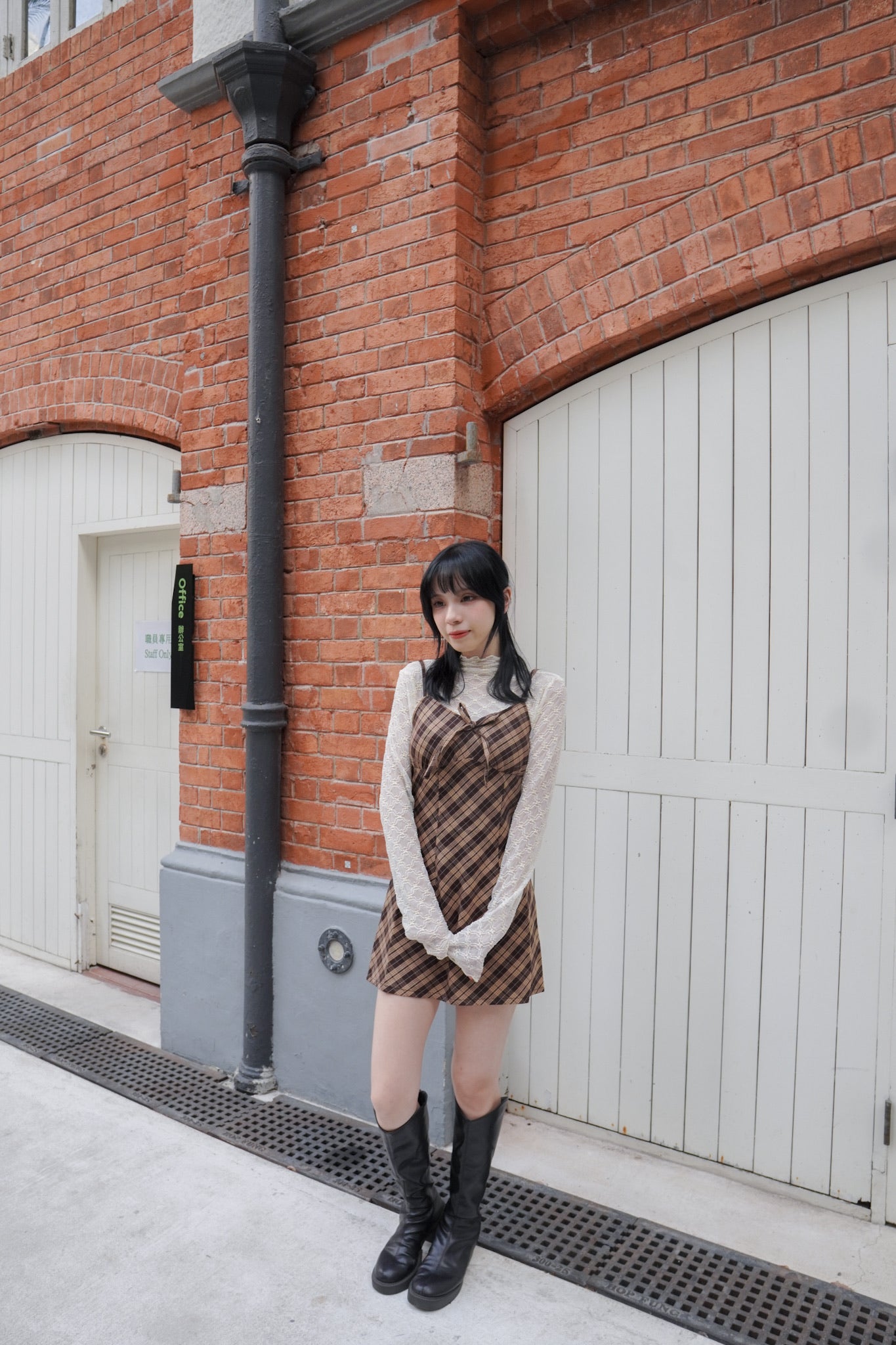 <現貨> 格紋蝴蝶結綁帶吊帶OPs