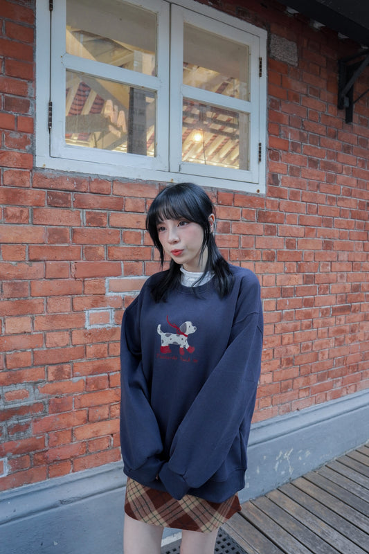 <現貨> 節日小狗刺繡LOGO長袖衛衣 | 兩色入