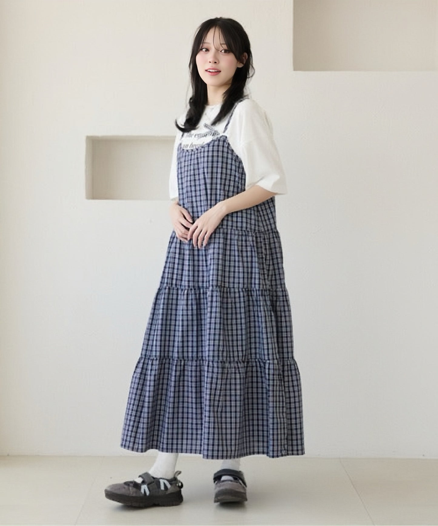 <預訂> 日牌Kutir 大人氣 蝴蝶結層疊吊帶格紋連身裙｜九色入