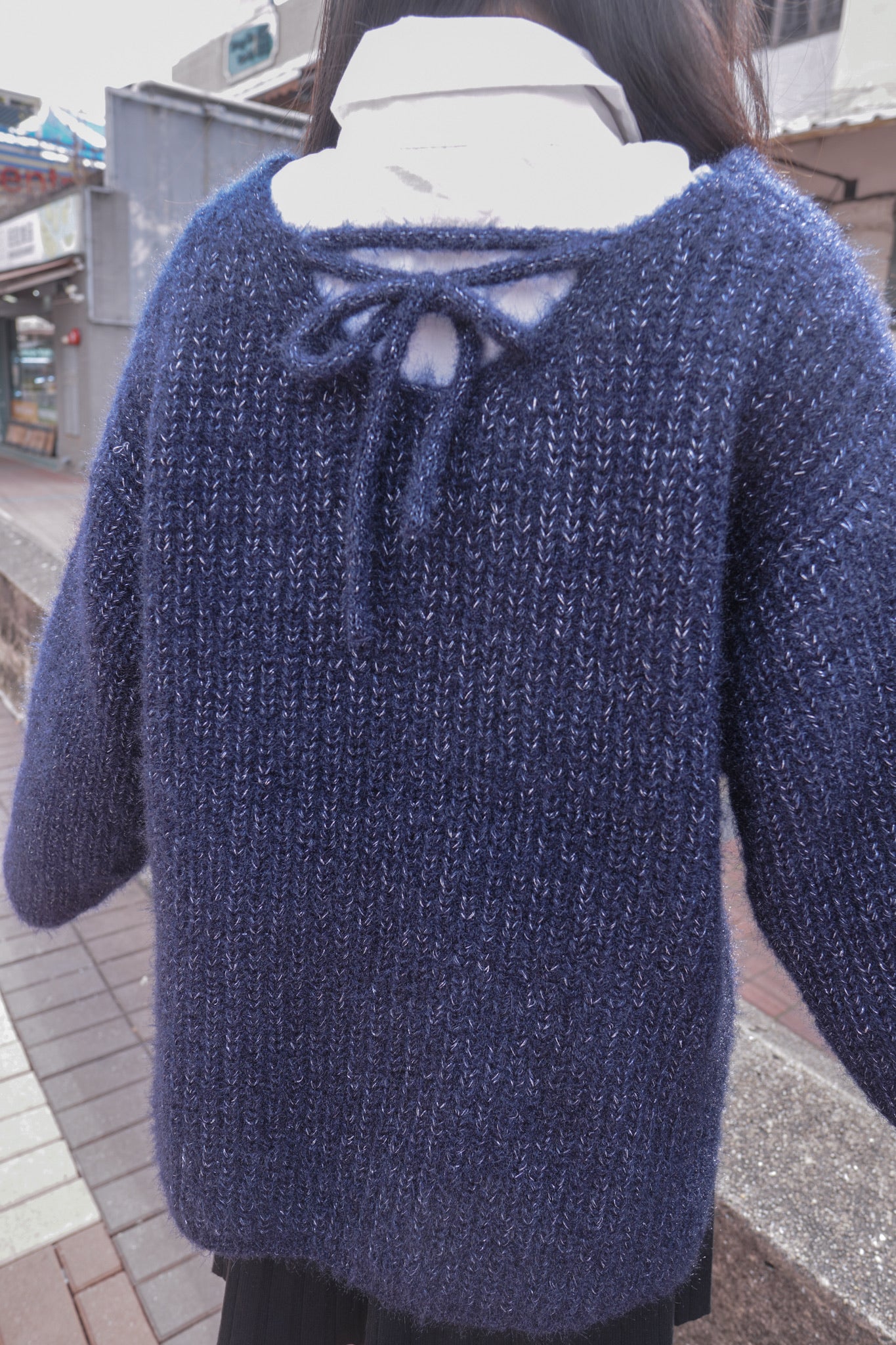 <現貨> BlingBling後綁帶毛茸茸針織上衣