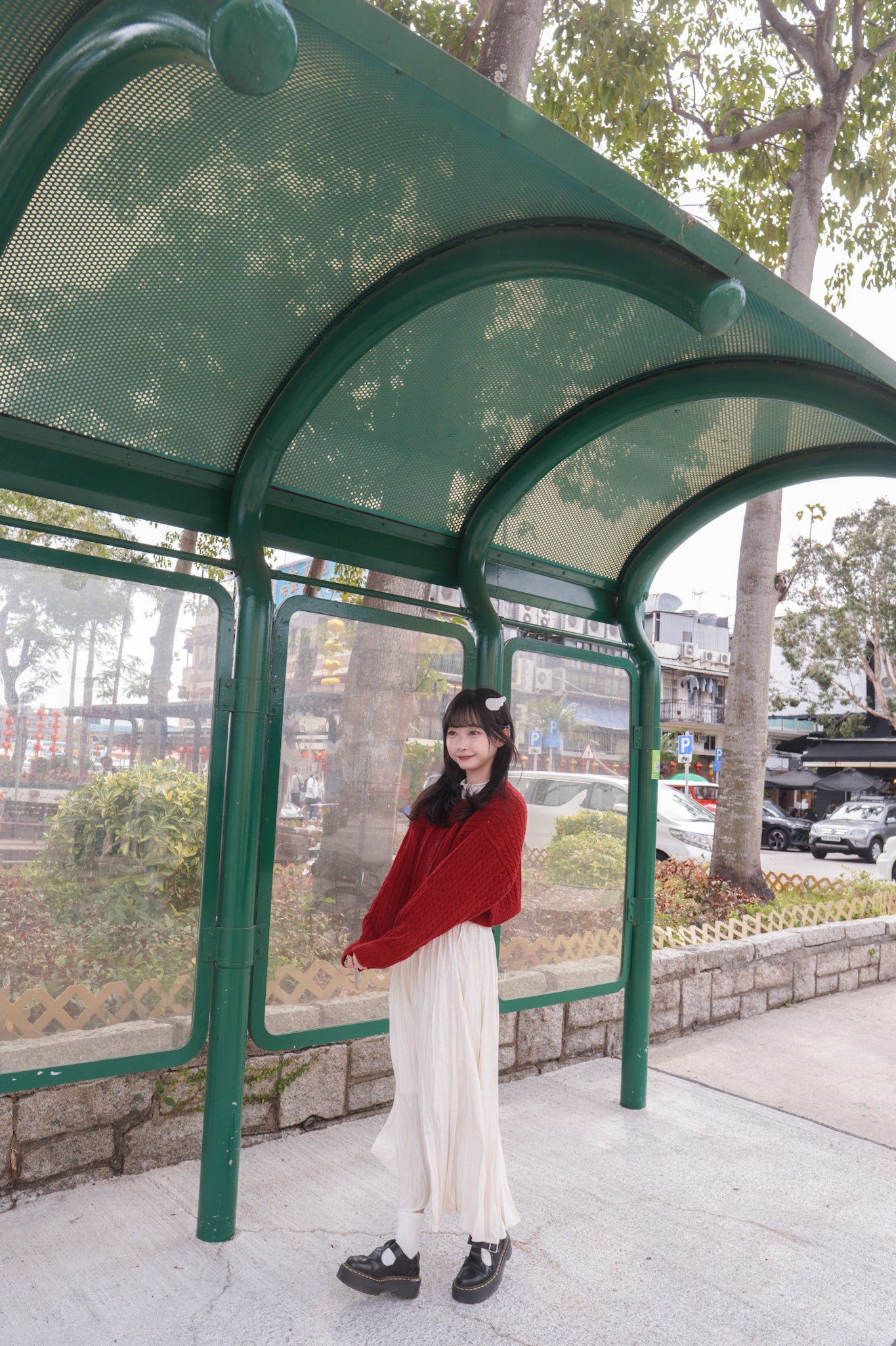 <現貨> 小眾質感♡!!皺摺暗波點高腰彈性半身長裙