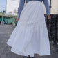 <現貨> ruffle邊小奶白拼接半身長裙