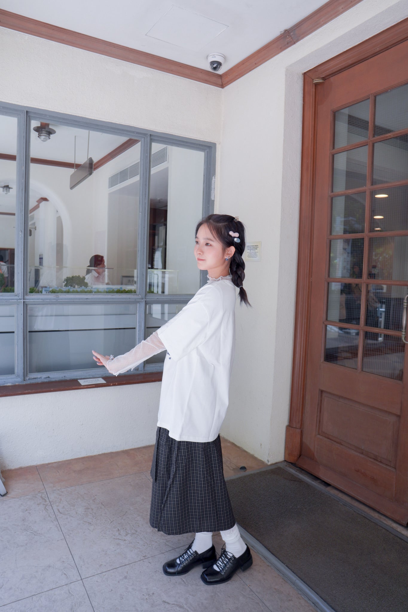 <現貨> 自家製 棉麻格紋綁帶半身長裙