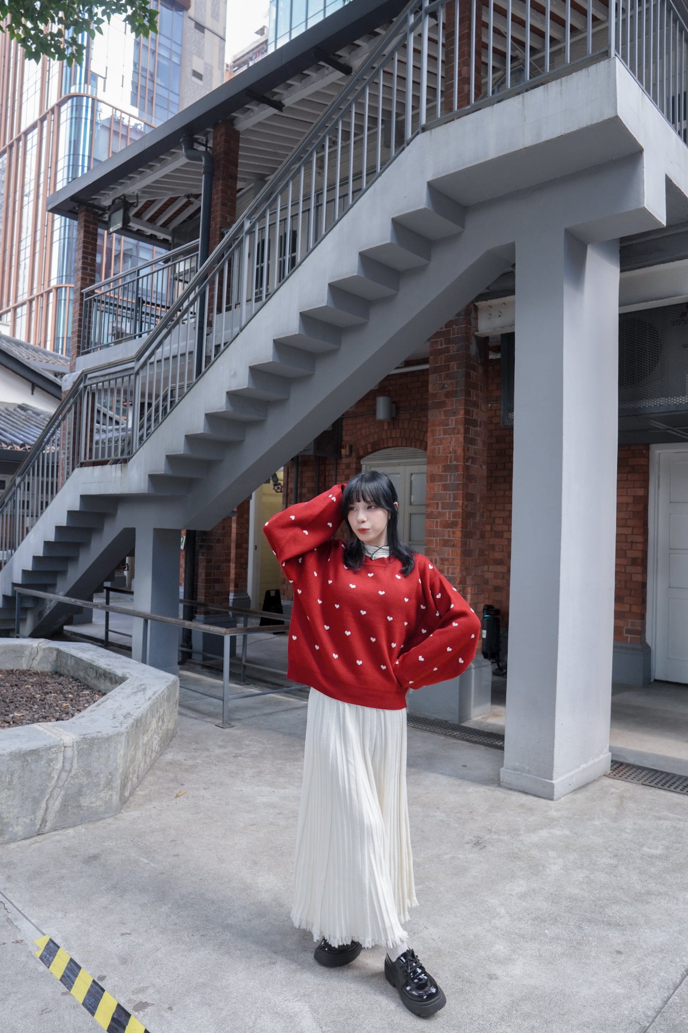 <現貨> 聖誕Party必入🎅🏻🌟心型印花提花針織長袖上衣