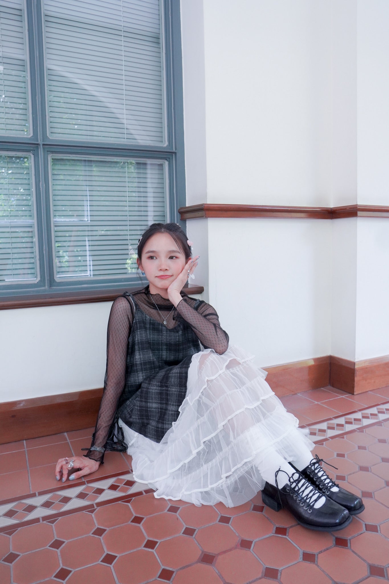 <現貨> 自家製 小奶白蛋糕多層薄紗半身長裙