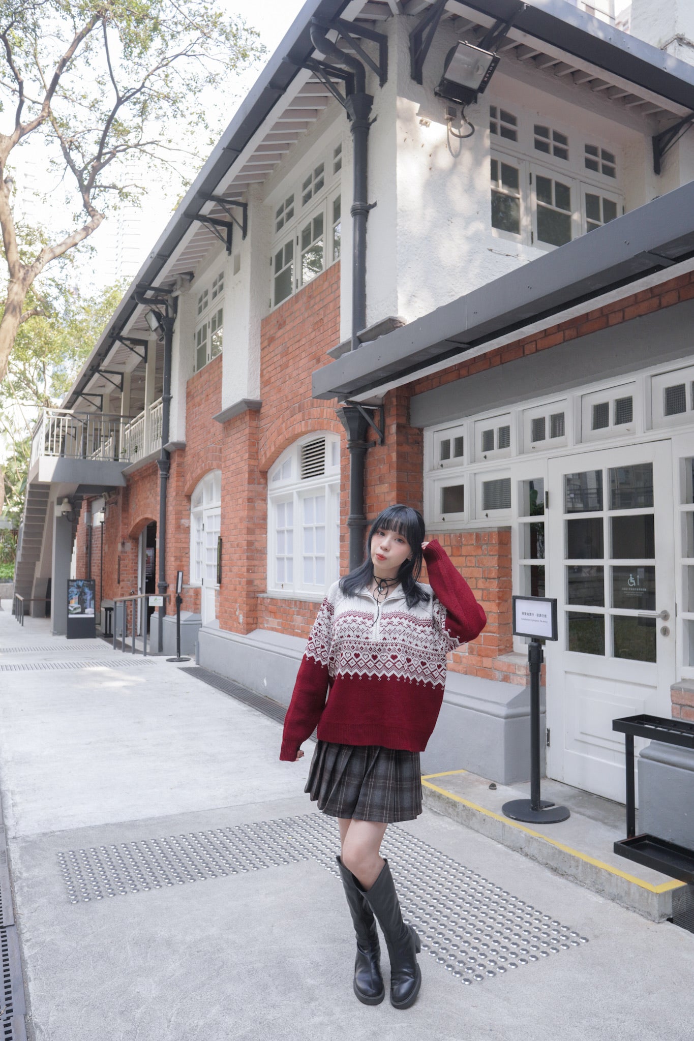 <現貨> 自家製 復古格紋高腰A字半身短裙