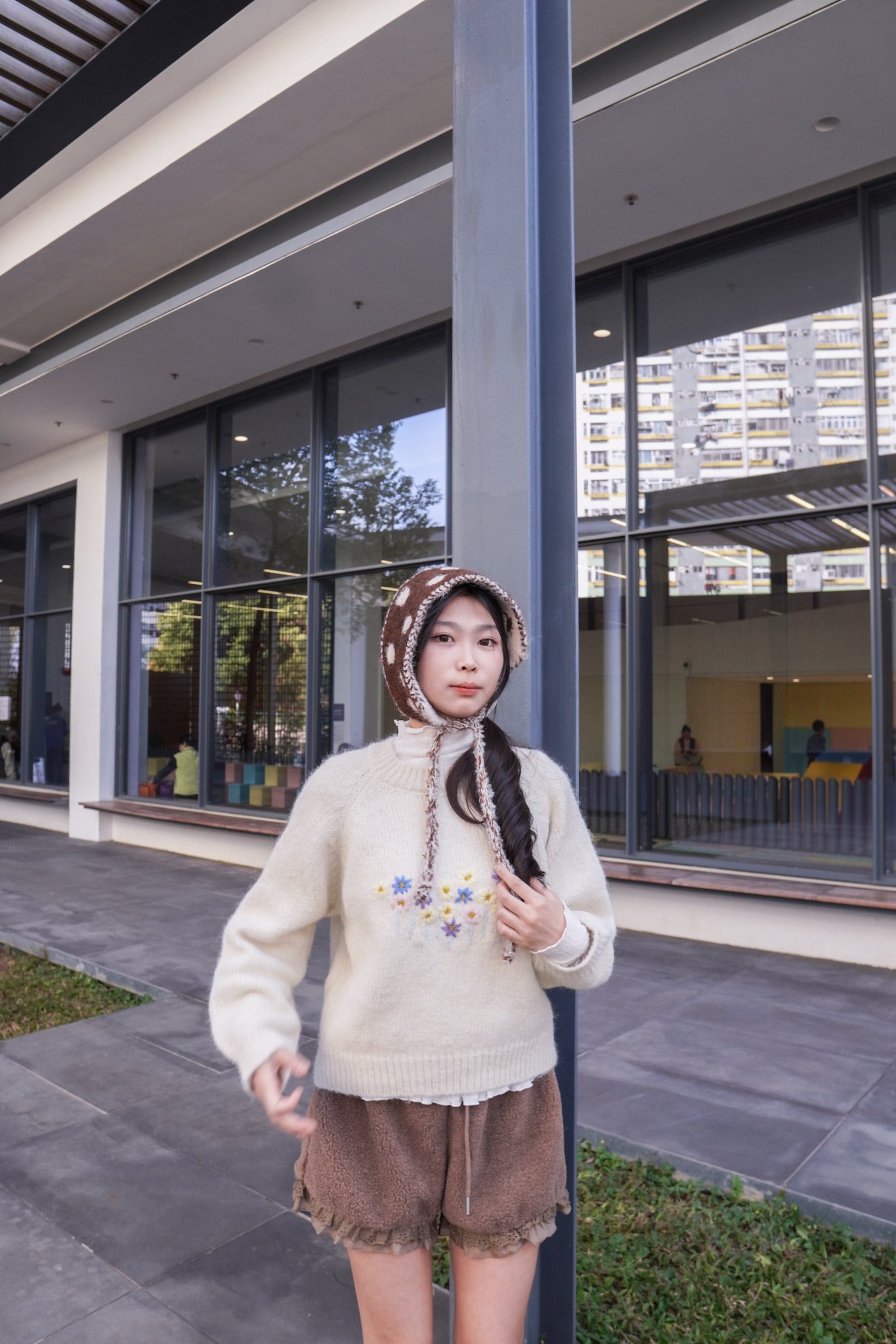 <現貨> 小熊高腰ruffle邊毛絨短褲