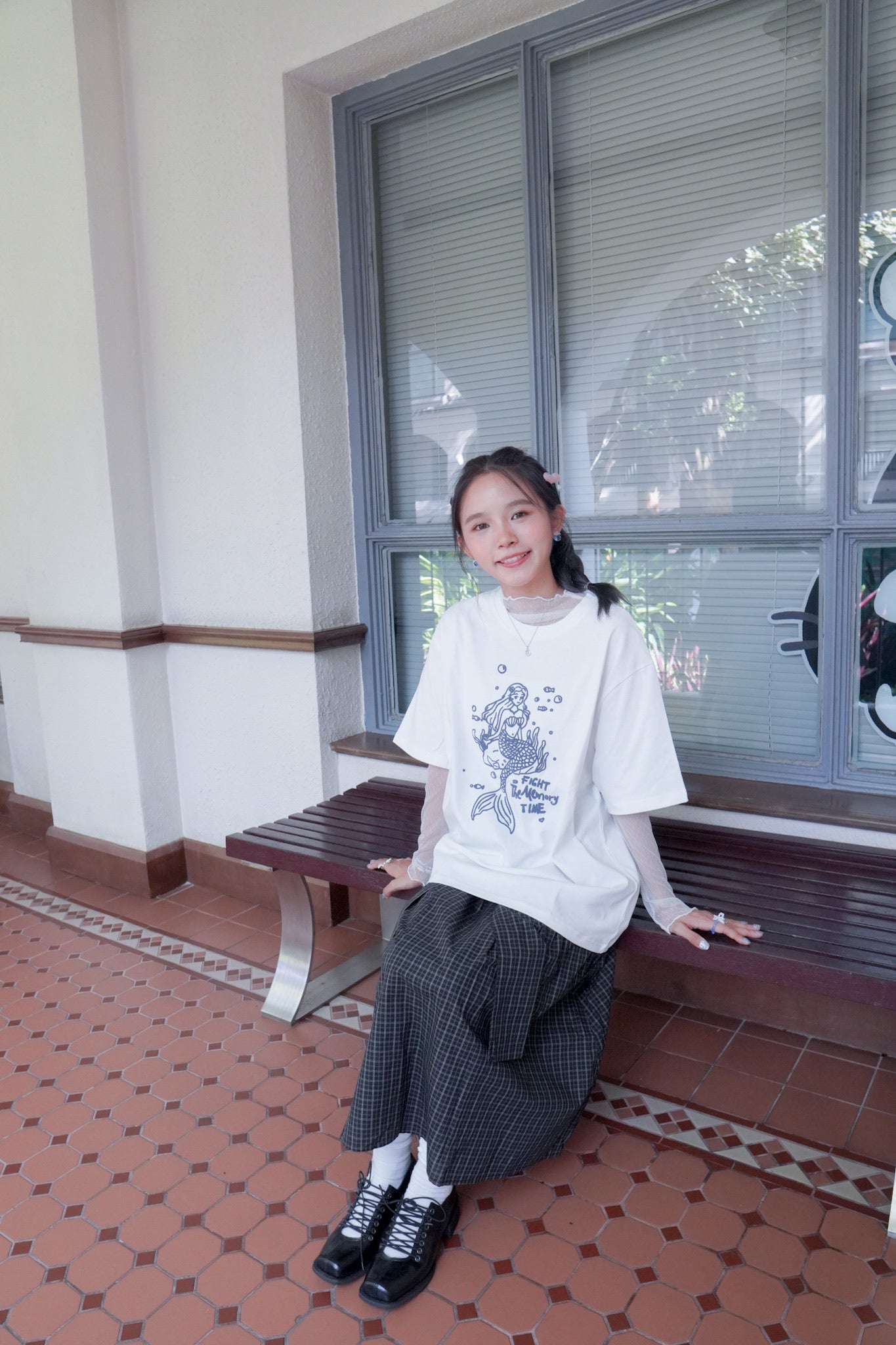 <現貨> 自家製 棉麻格紋綁帶半身長裙