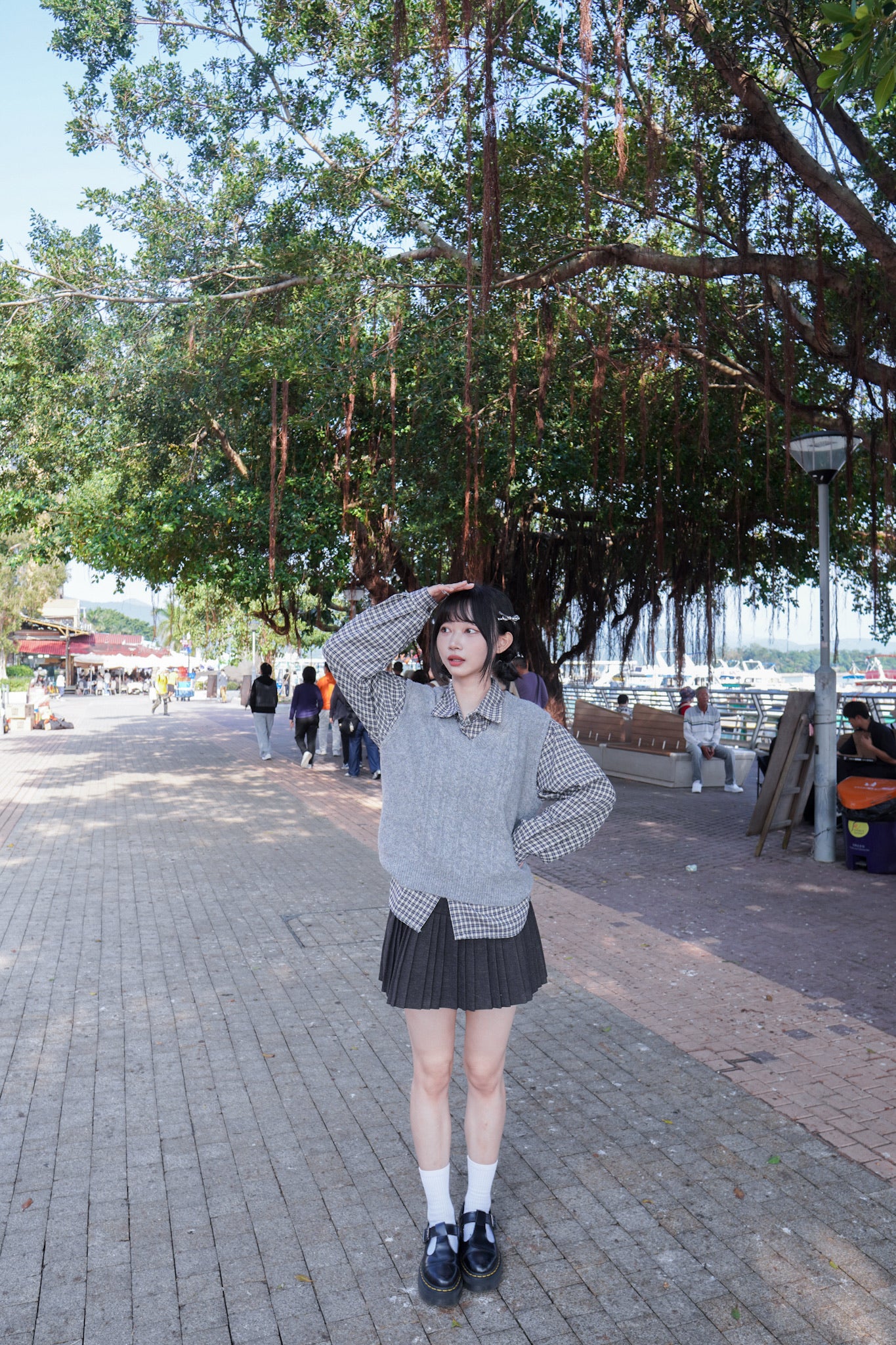 <現貨> 自家製 格仔開胸長袖Polo恤衫上衣｜兩色入