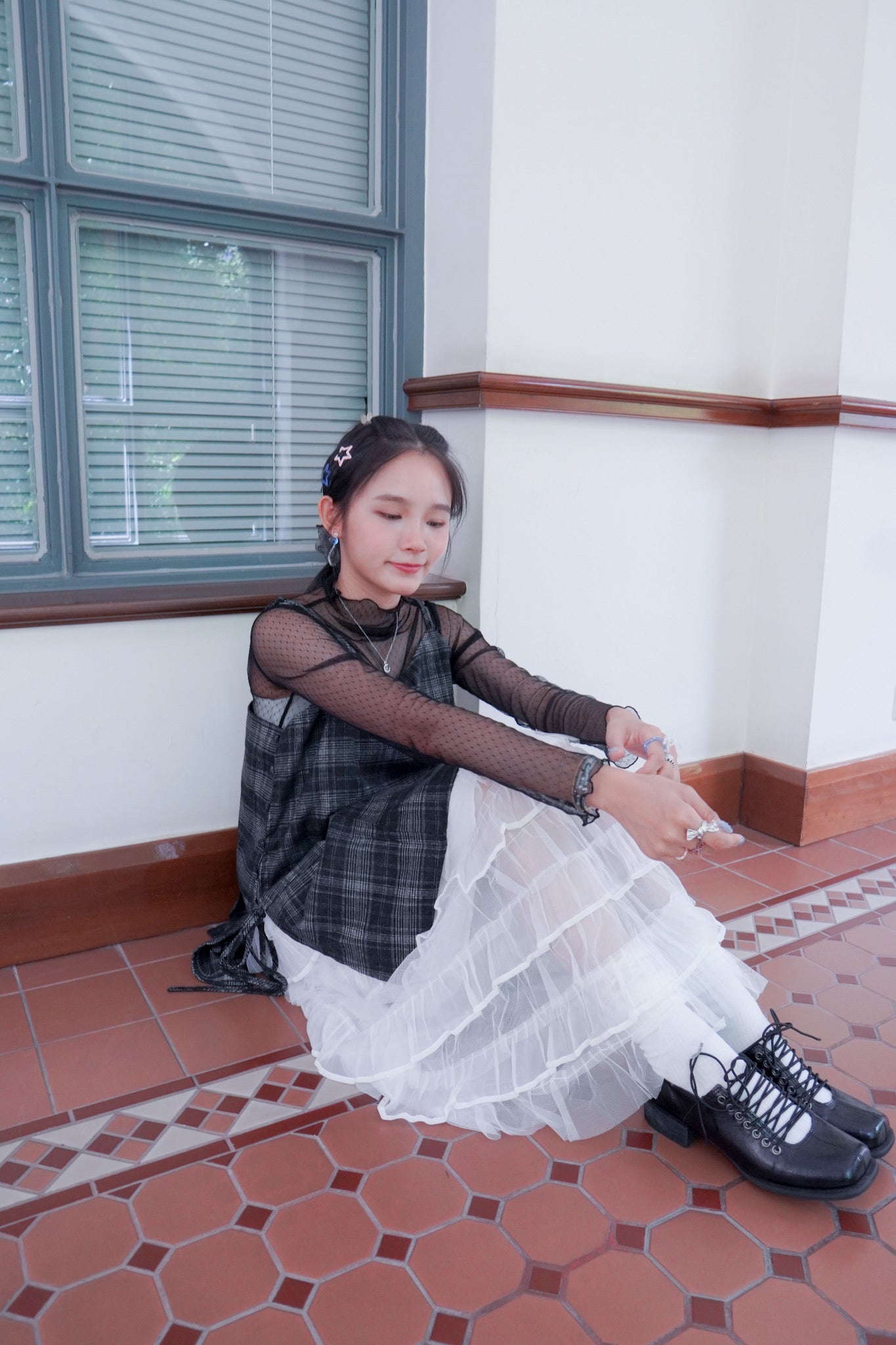 <現貨> 自家製 小奶白蛋糕多層薄紗半身長裙