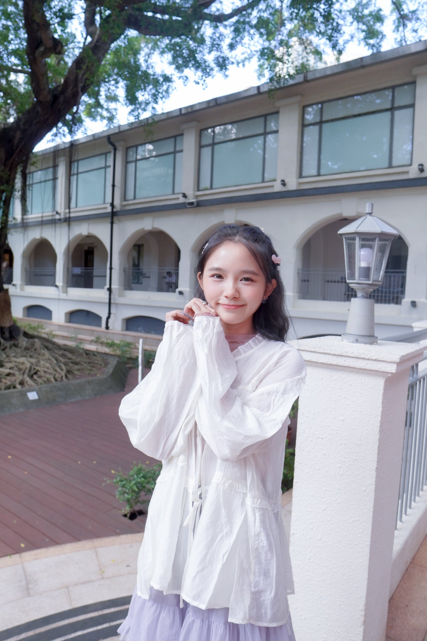 <預訂> 荷葉邊泡泡袖綁帶透紗薄外套