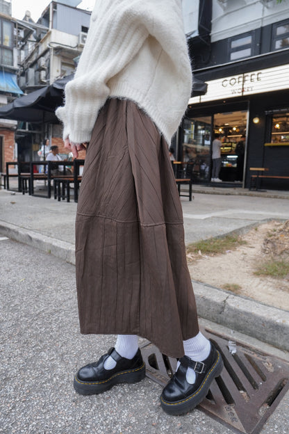 <現貨> 自家製 秋冬專屬! 肌理感口袋半身長裙｜兩色入