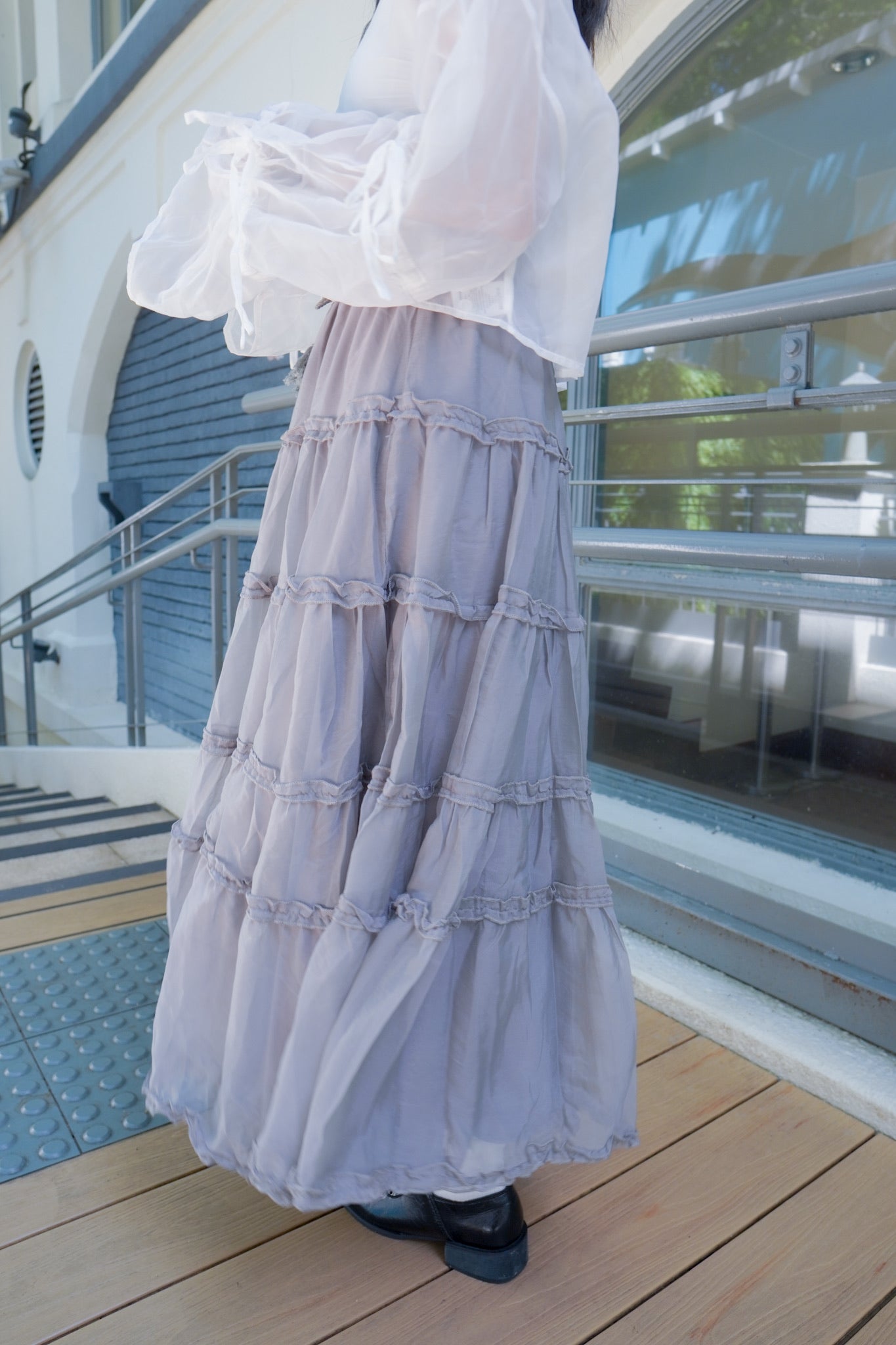 <現貨> 自家製 復古層層薄紗半身長裙