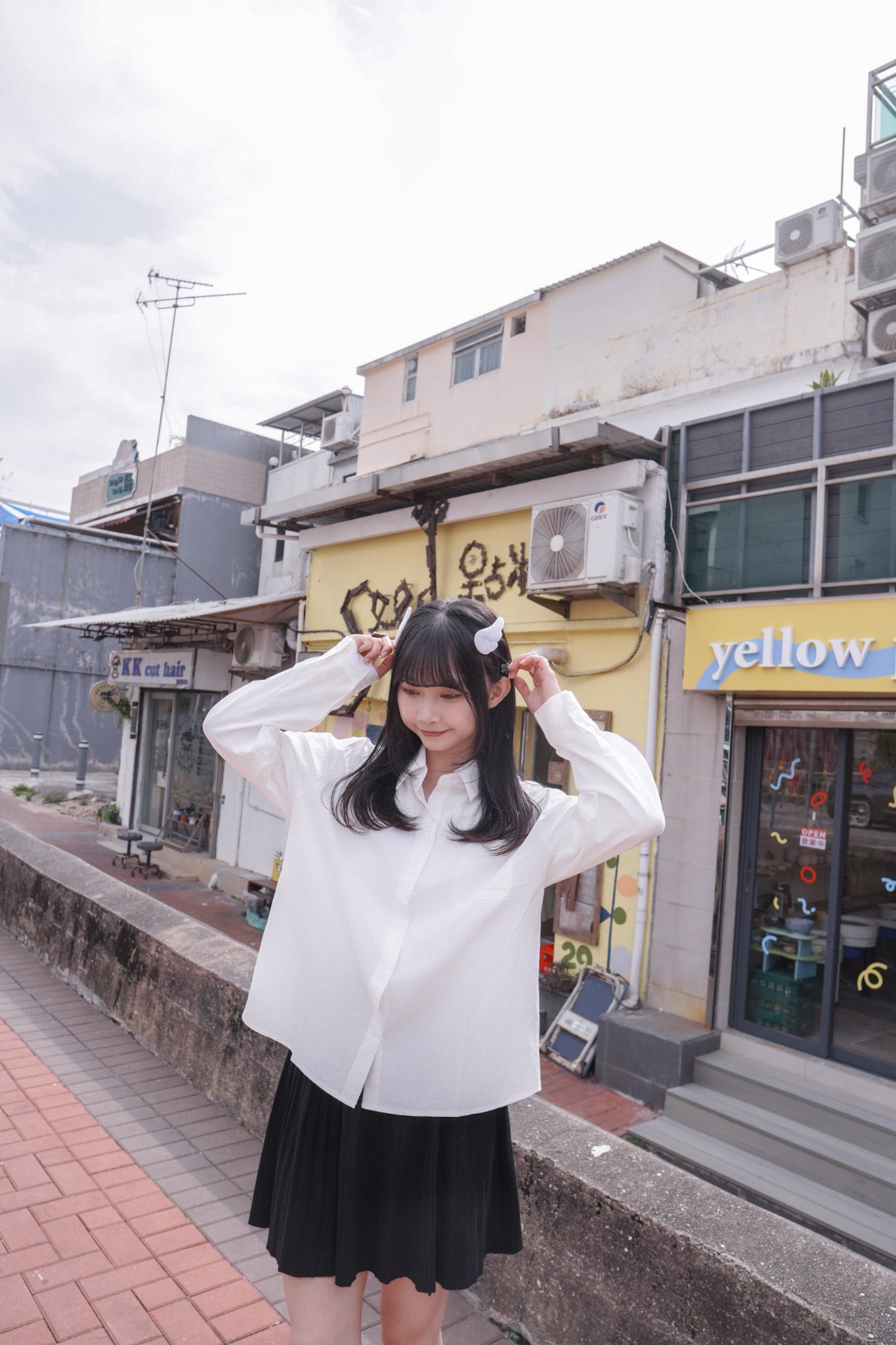 <現貨> 韓系全棉奶白長袖恤衫