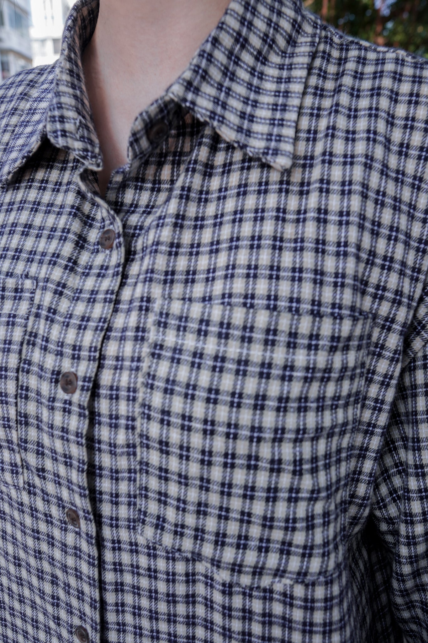 <現貨> 自家製 格仔開胸長袖Polo恤衫上衣｜兩色入