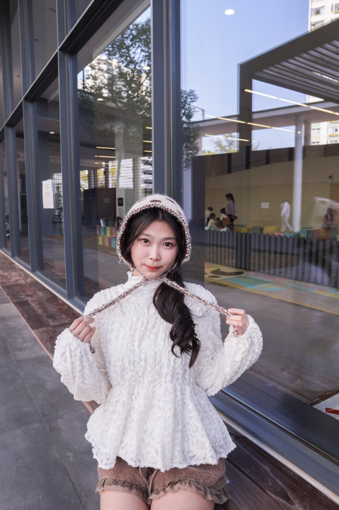 <現貨> 小熊高腰ruffle邊毛絨短褲