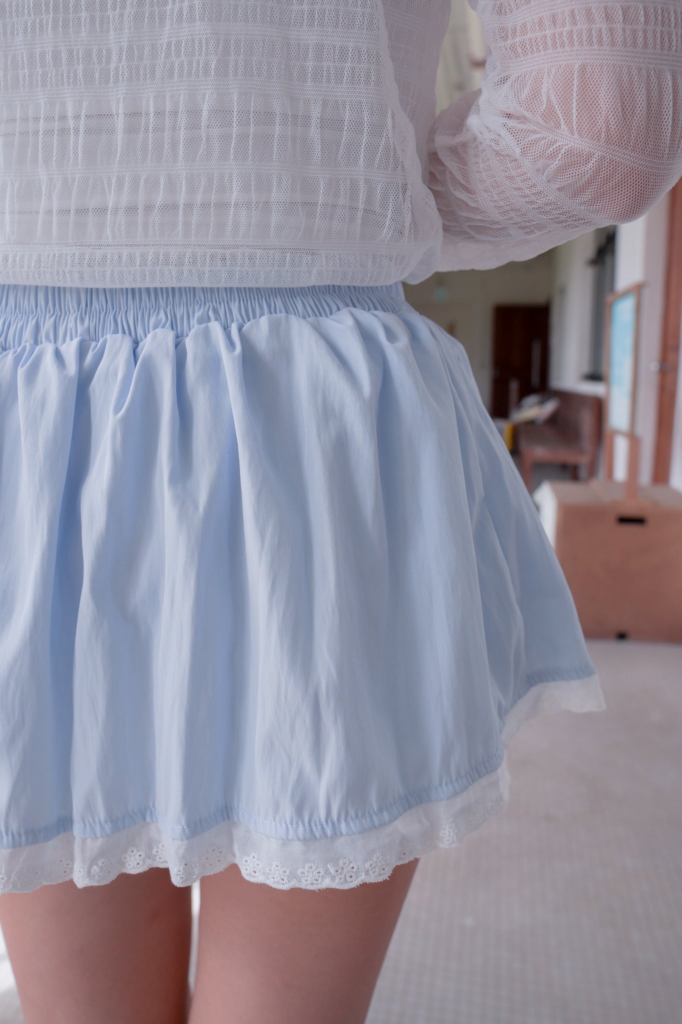 <現貨> 獨家款～ LOGO蕾絲邊短裙褲 ｜兩色入