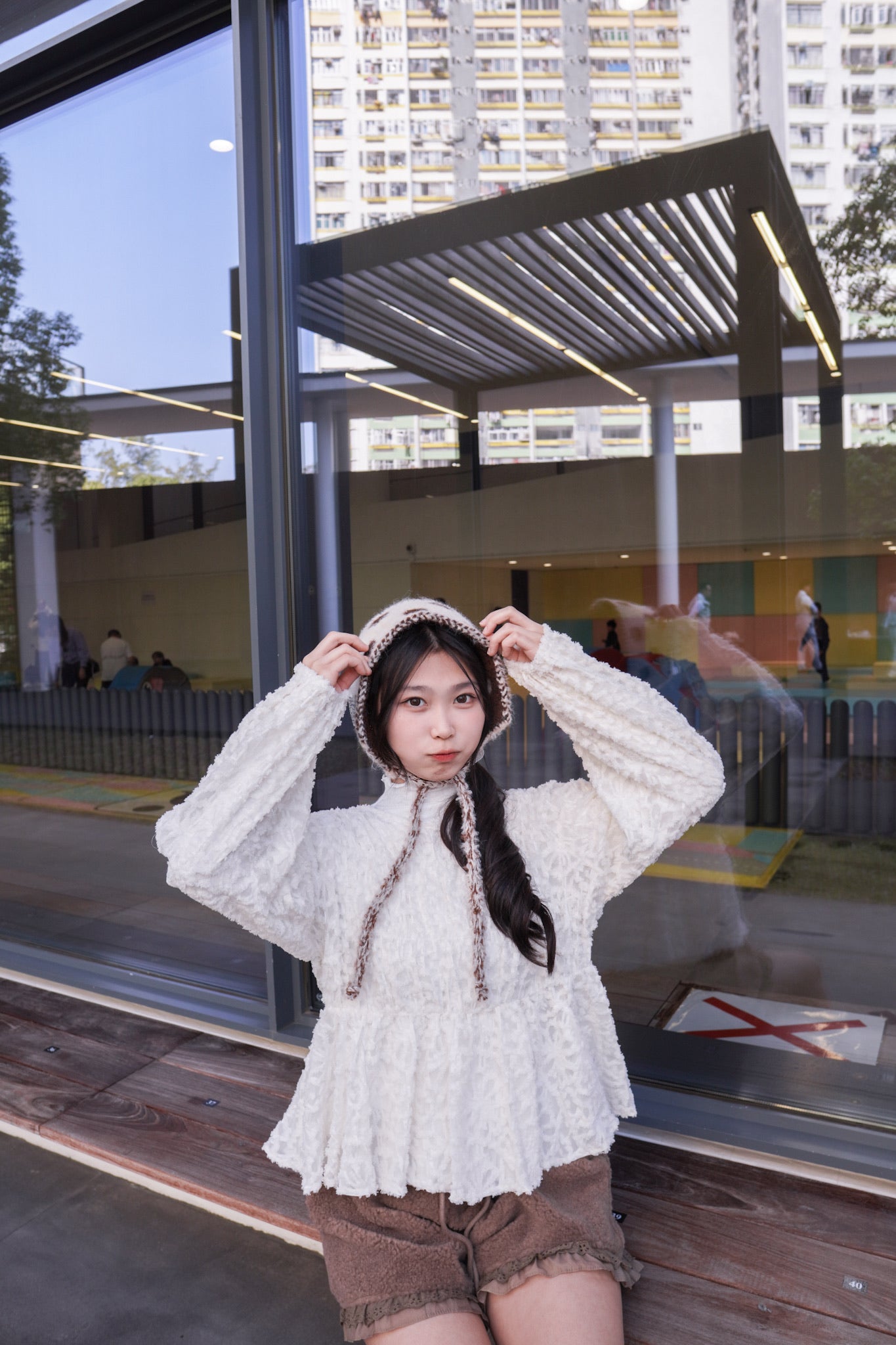 <預訂> 半高領ruffle邊傘型針織打底上衣