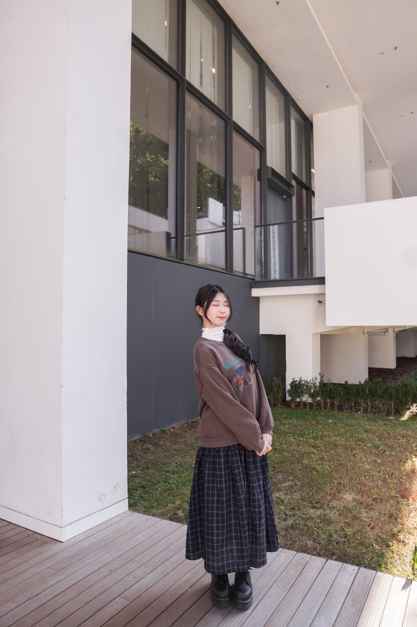 <現貨> 復古格紋A字高腰半身長裙