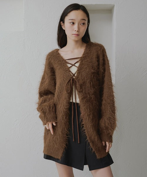 <預訂> 日本大人氣♡日牌 Apres Jour 2-Ways 毛茸茸繫帶針織開胸外套｜五色入