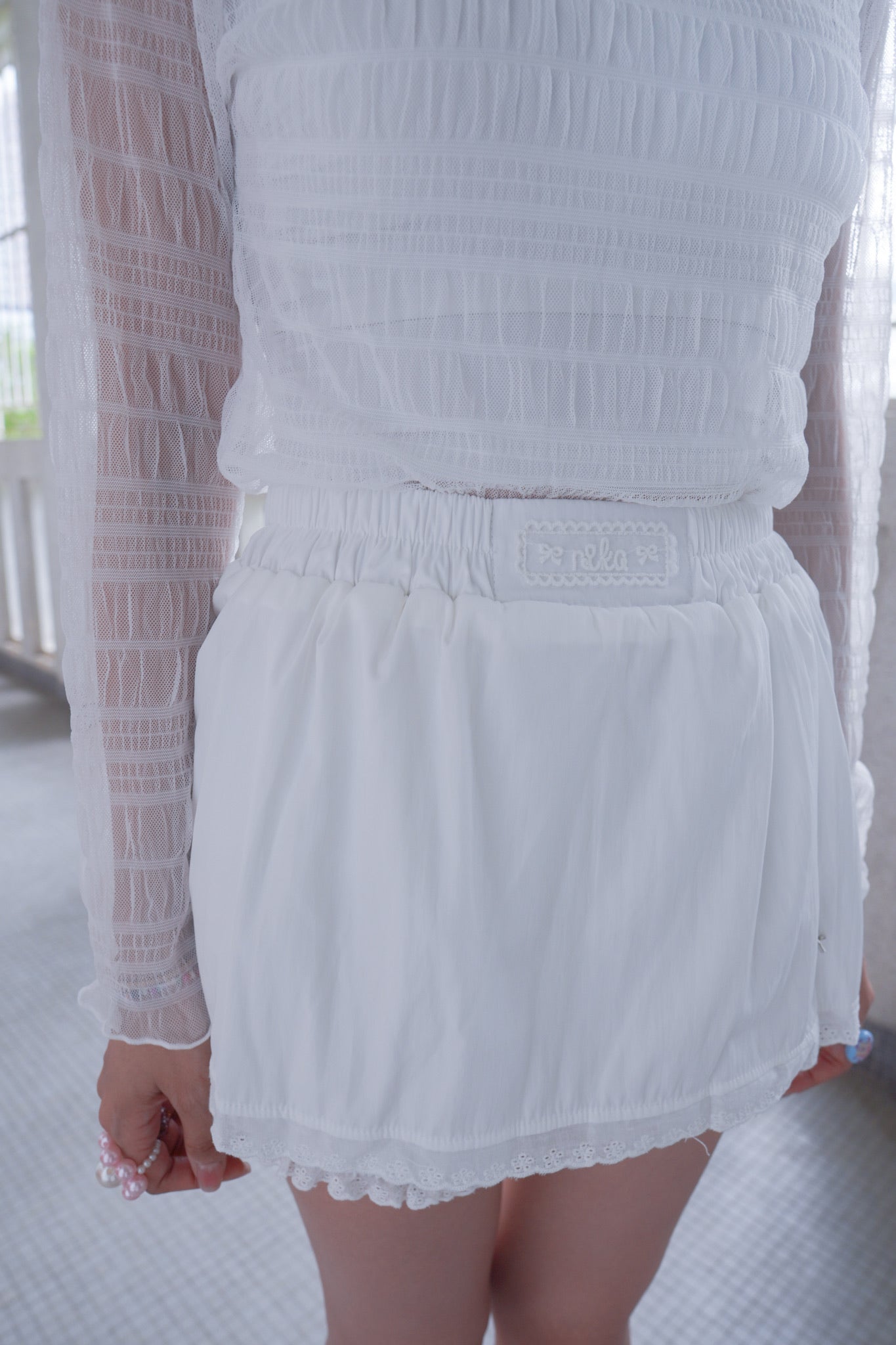 <現貨> 獨家款～ LOGO蕾絲邊短裙褲 ｜兩色入