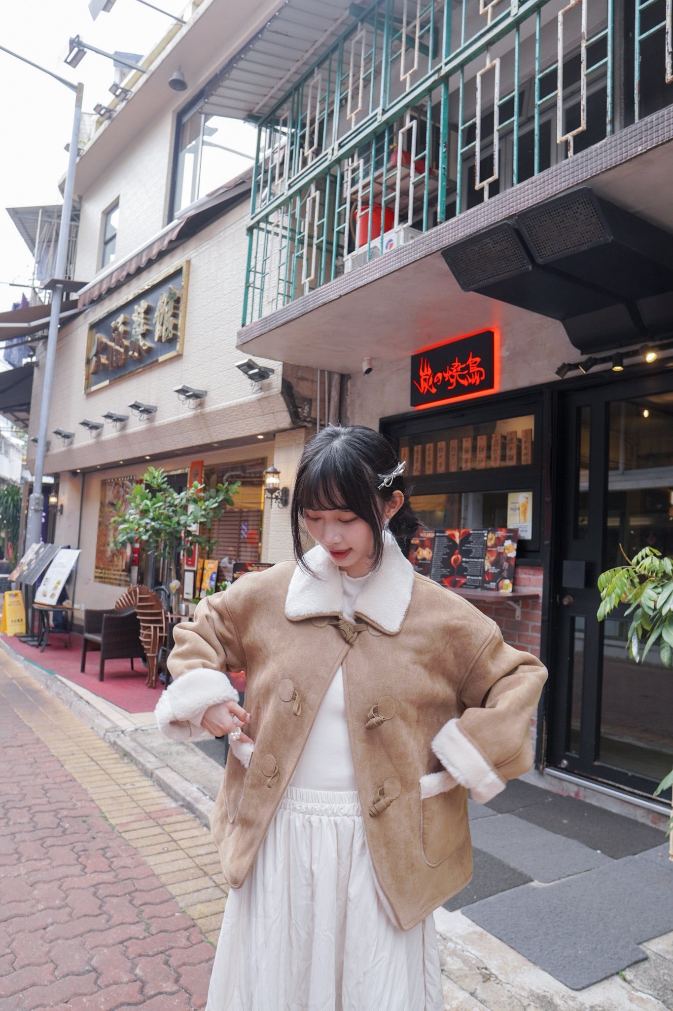 <現貨> 自家製 粗毛呢牛角扣保暖外套