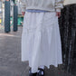 <現貨> ruffle邊小奶白拼接半身長裙