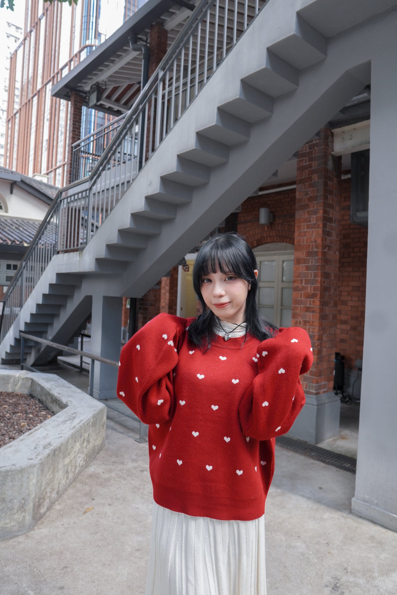 <現貨> 聖誕Party必入🎅🏻🌟心型印花提花針織長袖上衣