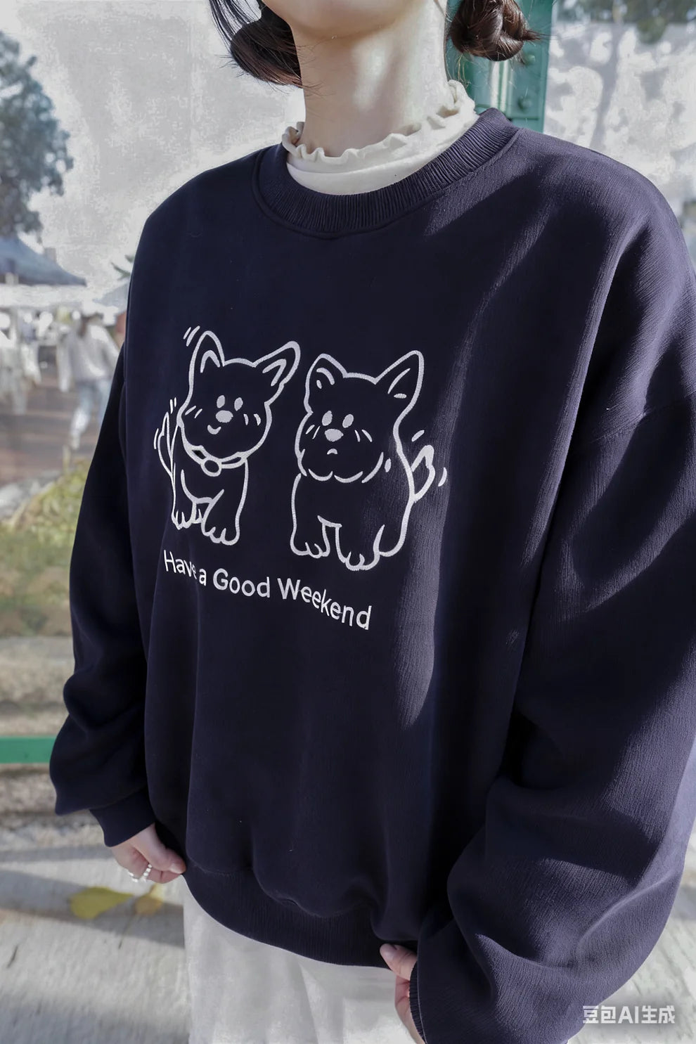 <現貨> 小狗刺繡LOGO長袖衛衣 | 兩色入