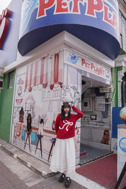 <現貨> 新年限定🧧🍊大紅超大蝴蝶結針織上衣