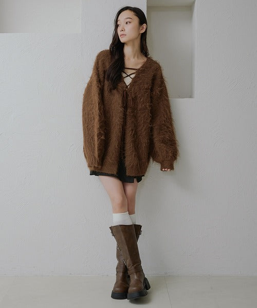 <預訂> 日本大人氣♡日牌 Apres Jour 2-Ways 毛茸茸繫帶針織開胸外套｜五色入