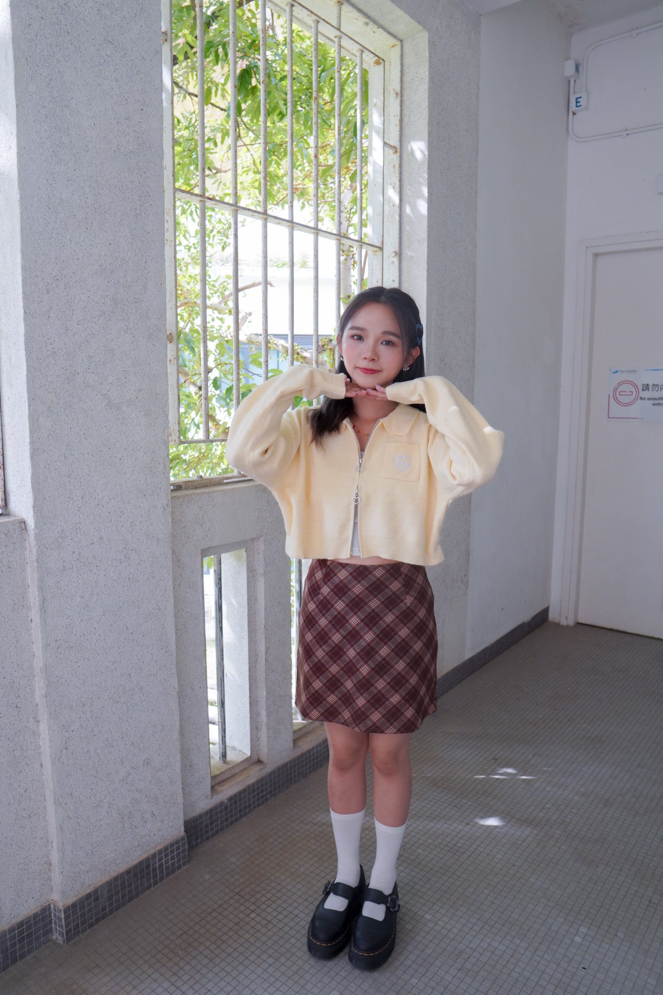 <現貨> 自家製 格紋撞色毛呢半身短裙| 兩色入