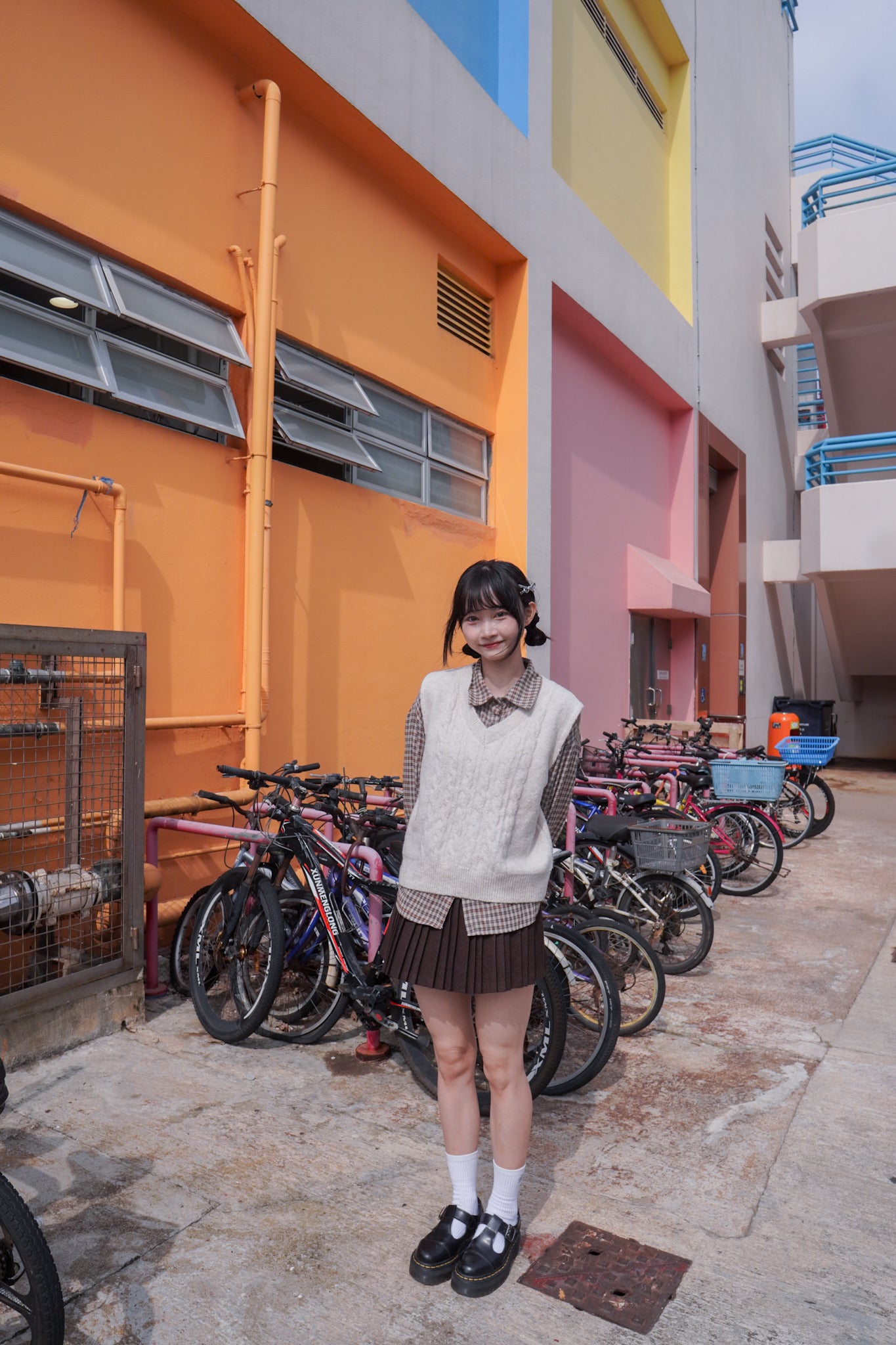 <現貨> 自家製 格仔開胸長袖Polo恤衫上衣｜兩色入