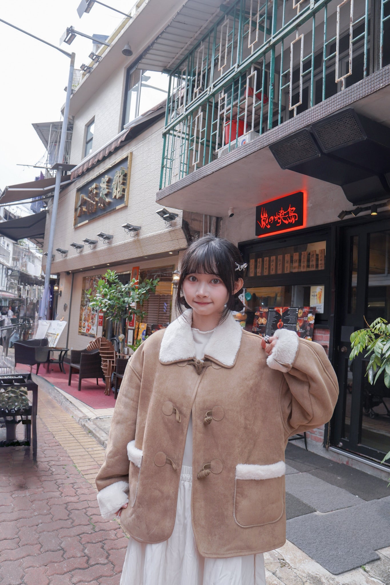 <現貨> 自家製 粗毛呢牛角扣保暖外套