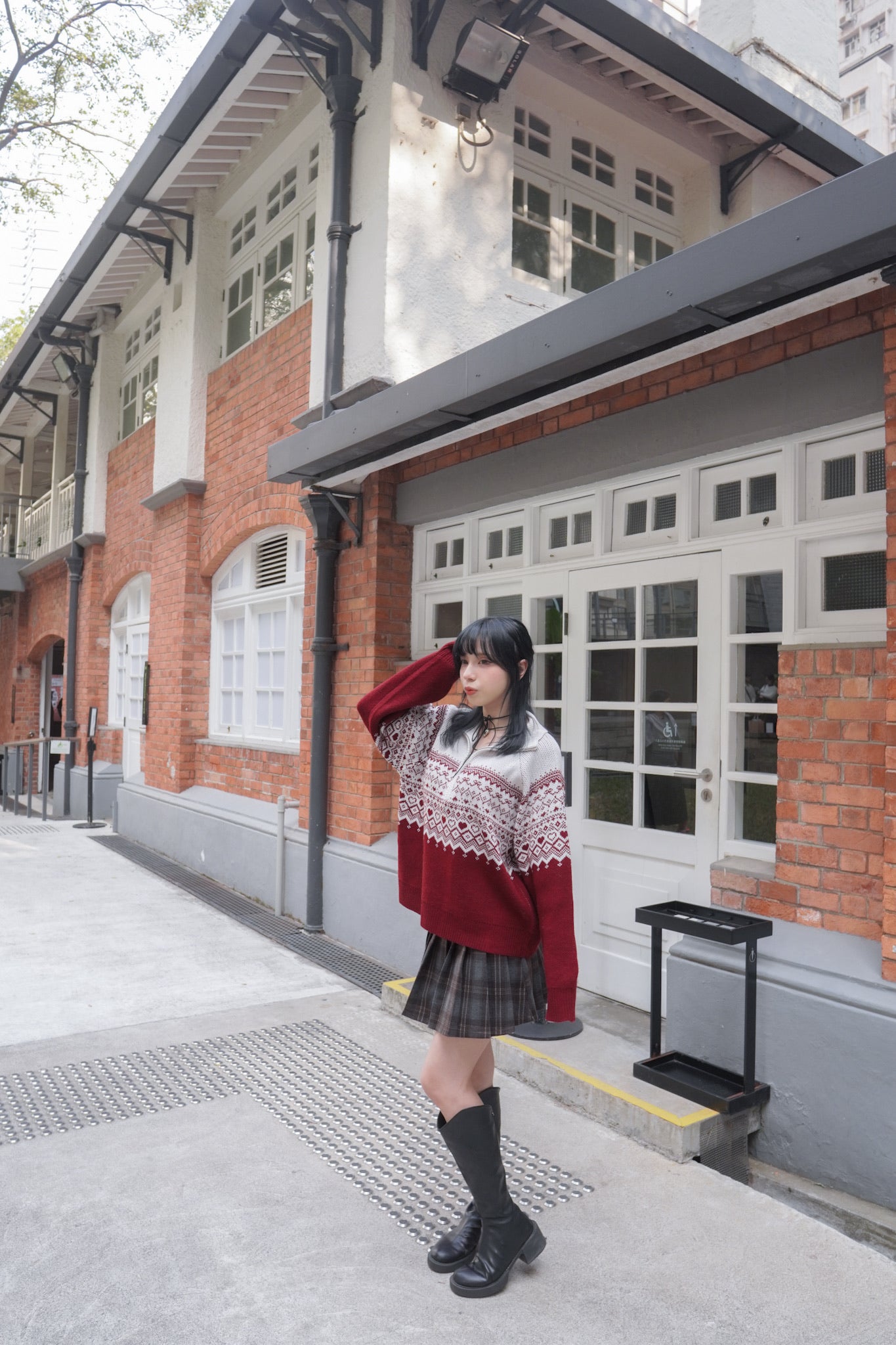 <現貨> 自家製 復古格紋高腰A字半身短裙