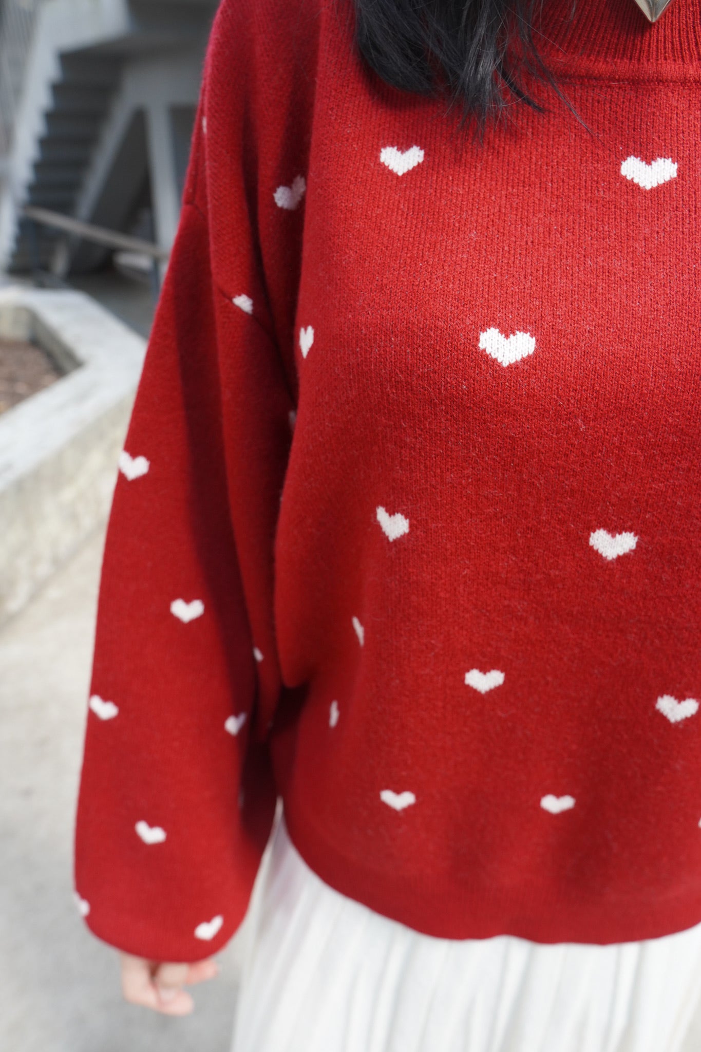 <現貨> 聖誕Party必入🎅🏻🌟心型印花提花針織長袖上衣