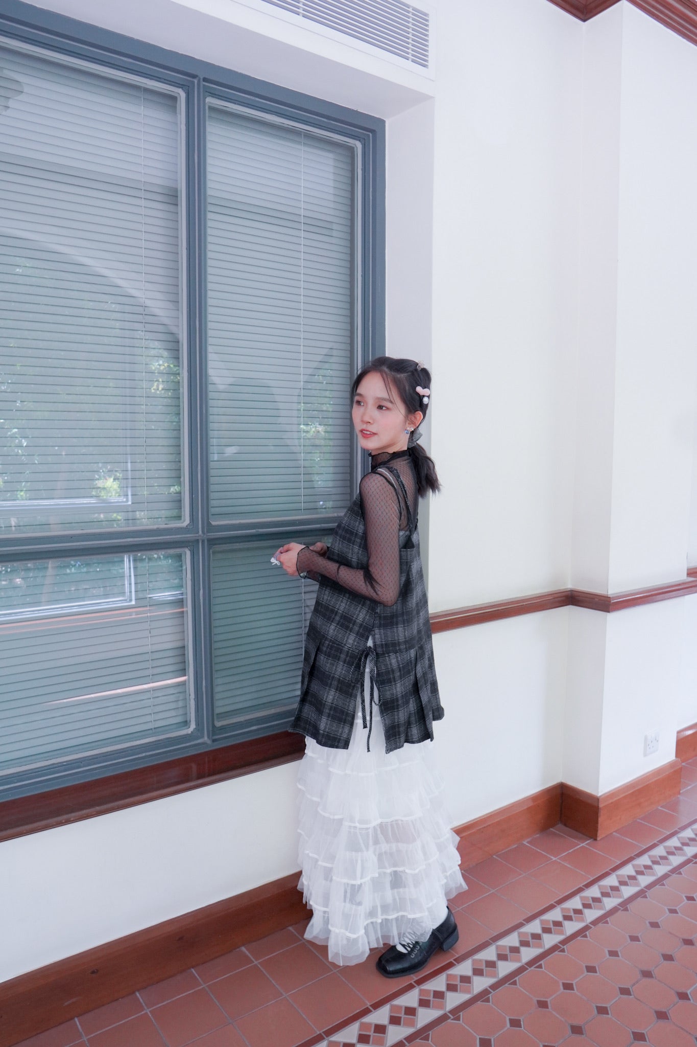 <現貨> 自家製 小奶白蛋糕多層薄紗半身長裙