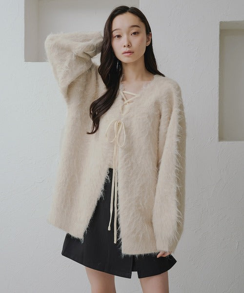 <預訂> 日本大人氣♡日牌 Apres Jour 2-Ways 毛茸茸繫帶針織開胸外套｜五色入