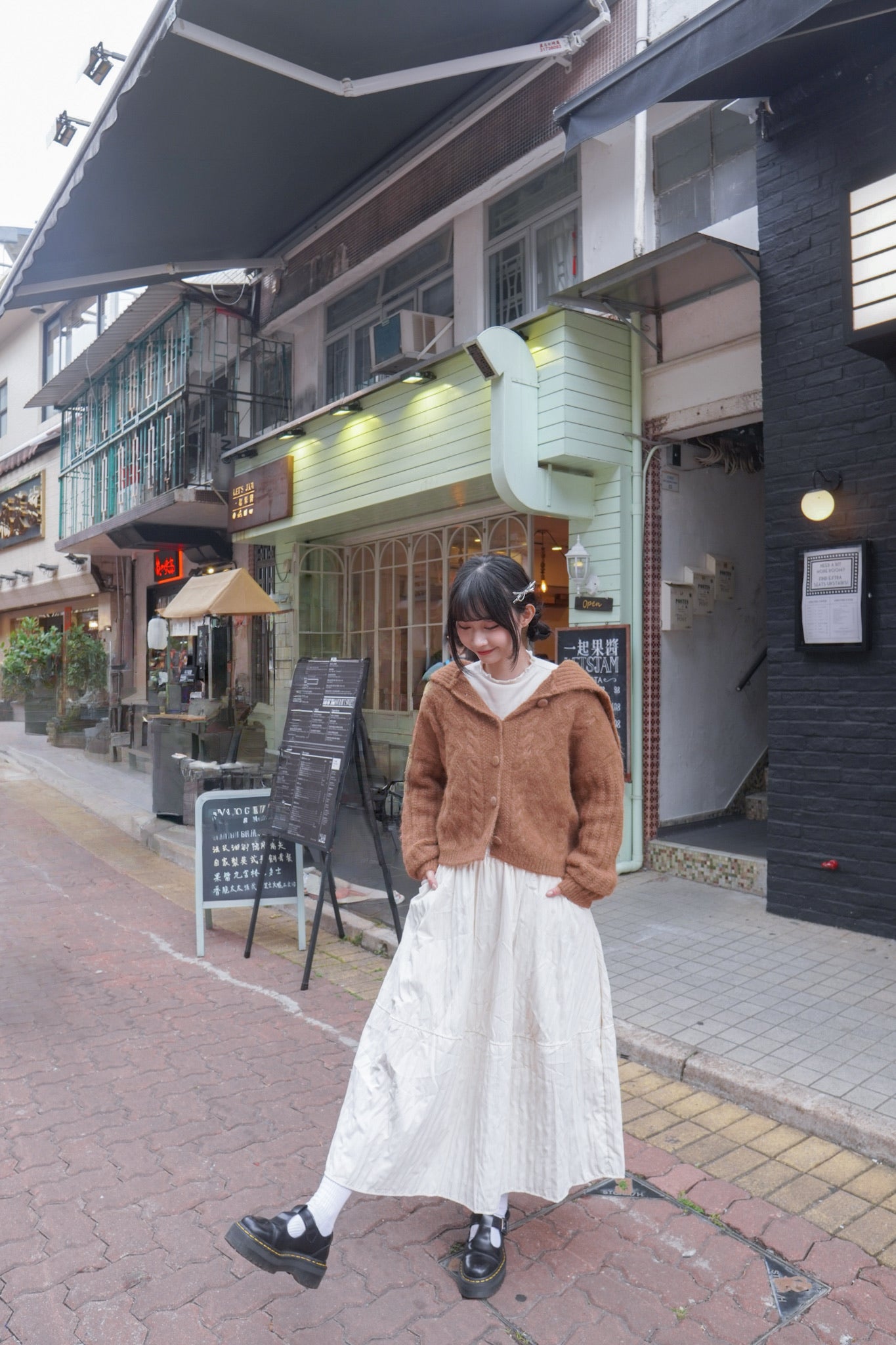 <現貨> 學院風大反領麻花開胸針織外套｜兩色入