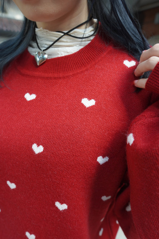 <現貨> 聖誕Party必入🎅🏻🌟心型印花提花針織長袖上衣