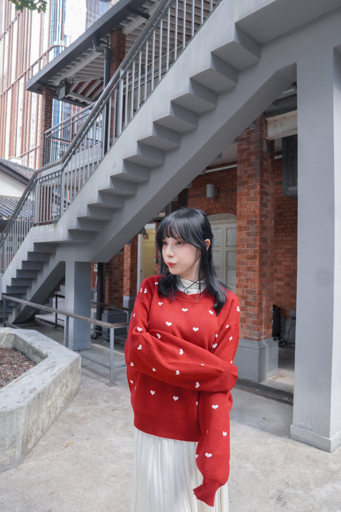 <現貨> 聖誕Party必入🎅🏻🌟心型印花提花針織長袖上衣