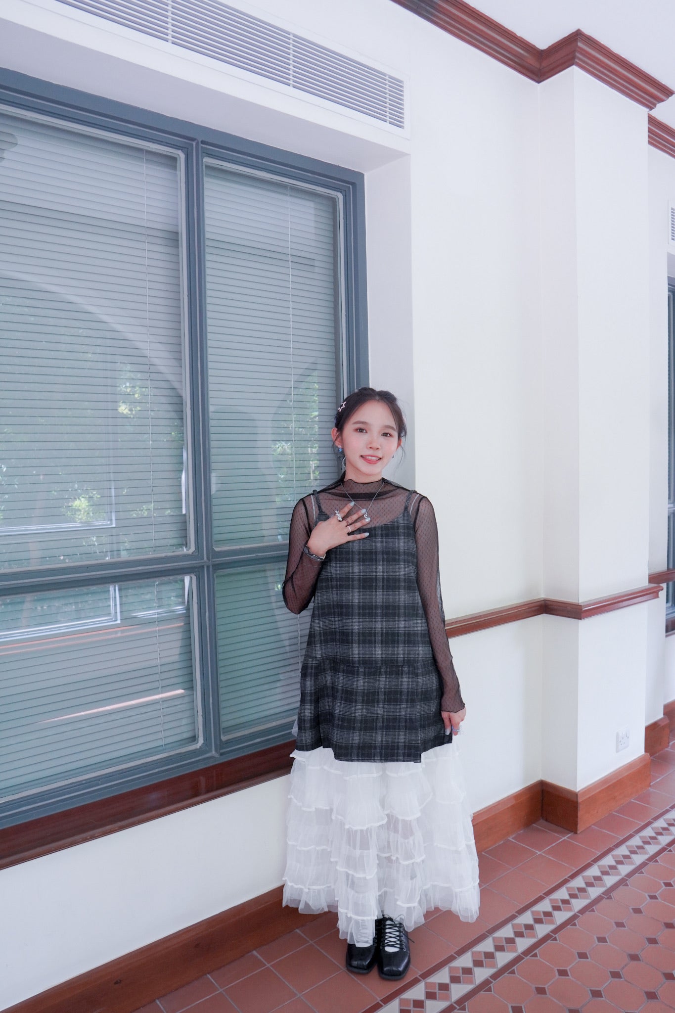 <現貨> 自家製 小奶白蛋糕多層薄紗半身長裙