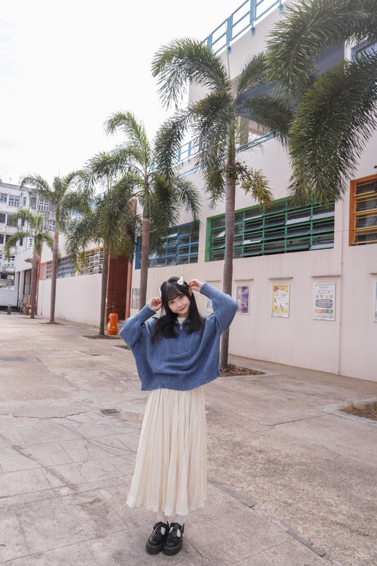 <現貨> 小眾質感♡!!皺摺暗波點高腰彈性半身長裙