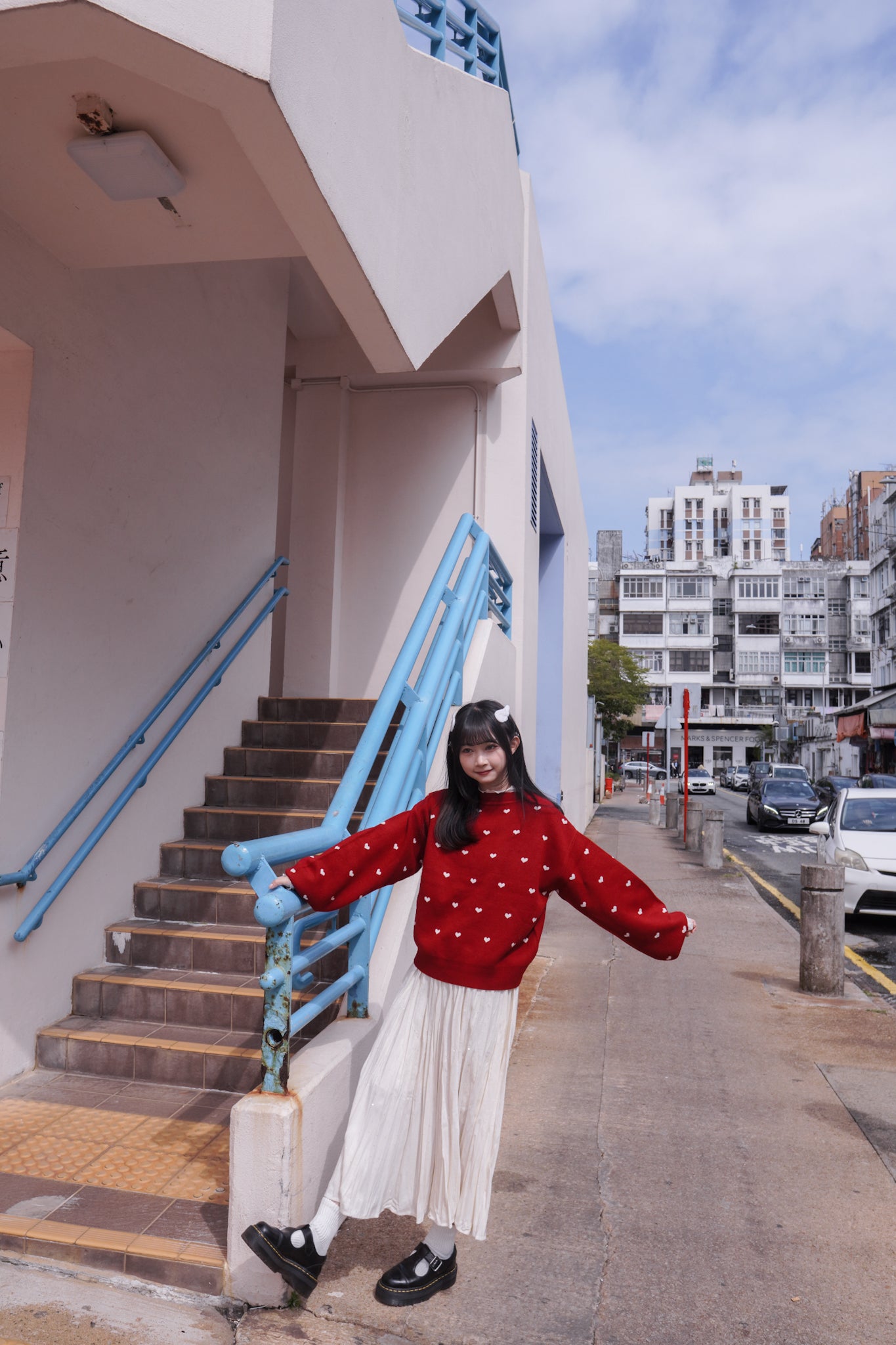 <現貨> 小眾質感♡!!皺摺暗波點高腰彈性半身長裙