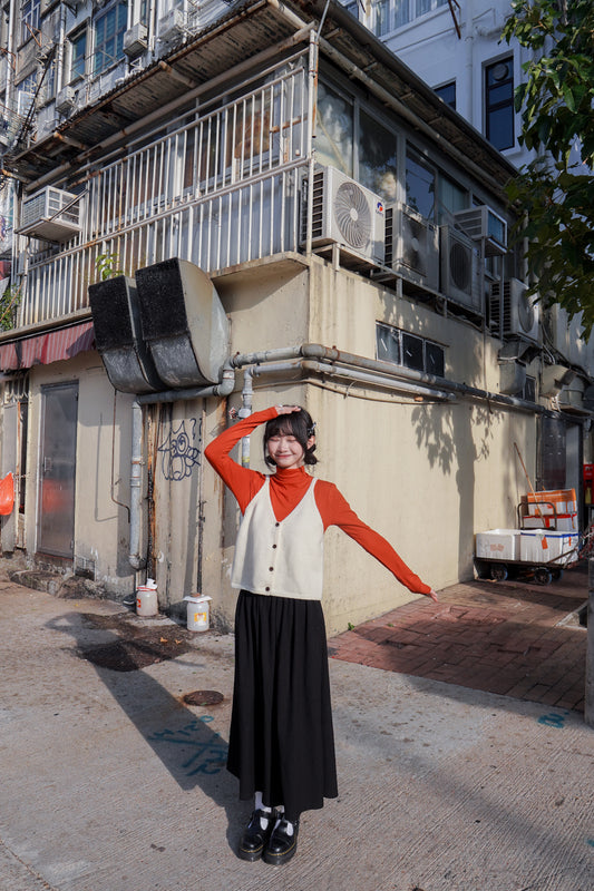 <現貨> 自家製 垂吊感A字小黑長裙