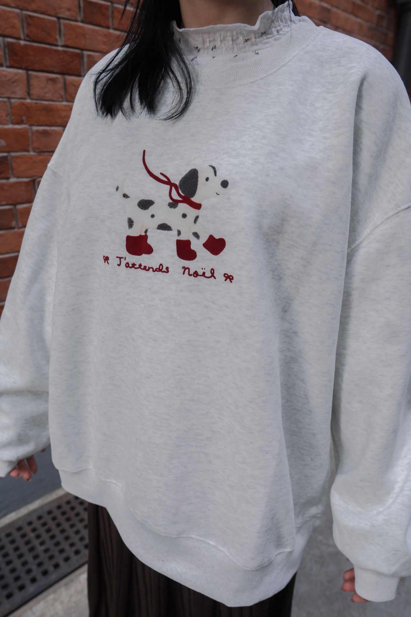 <現貨> 節日小狗刺繡LOGO長袖衛衣 | 兩色入