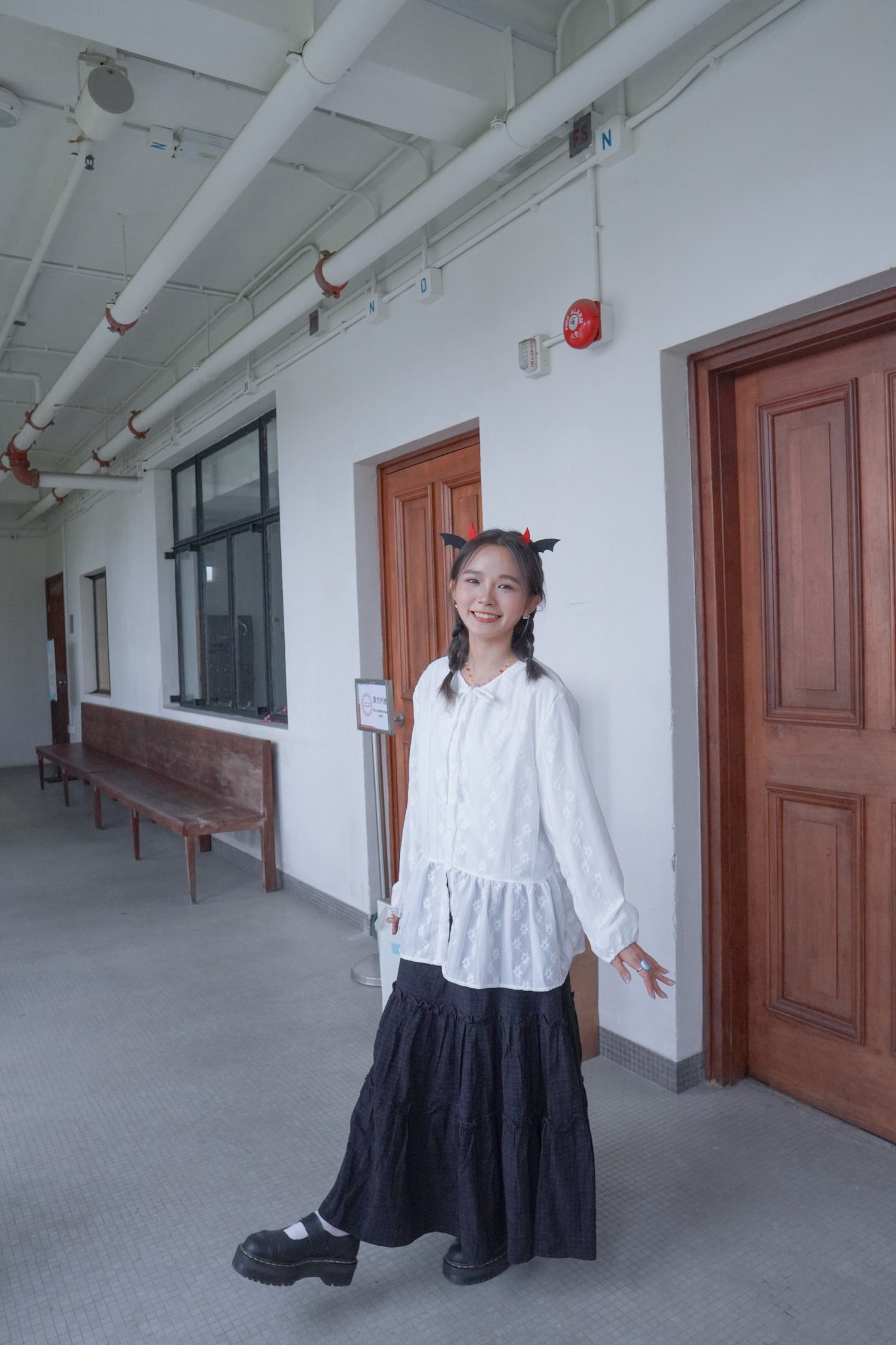 <現貨> 自家製 復古格紋ruffle邊半身長裙