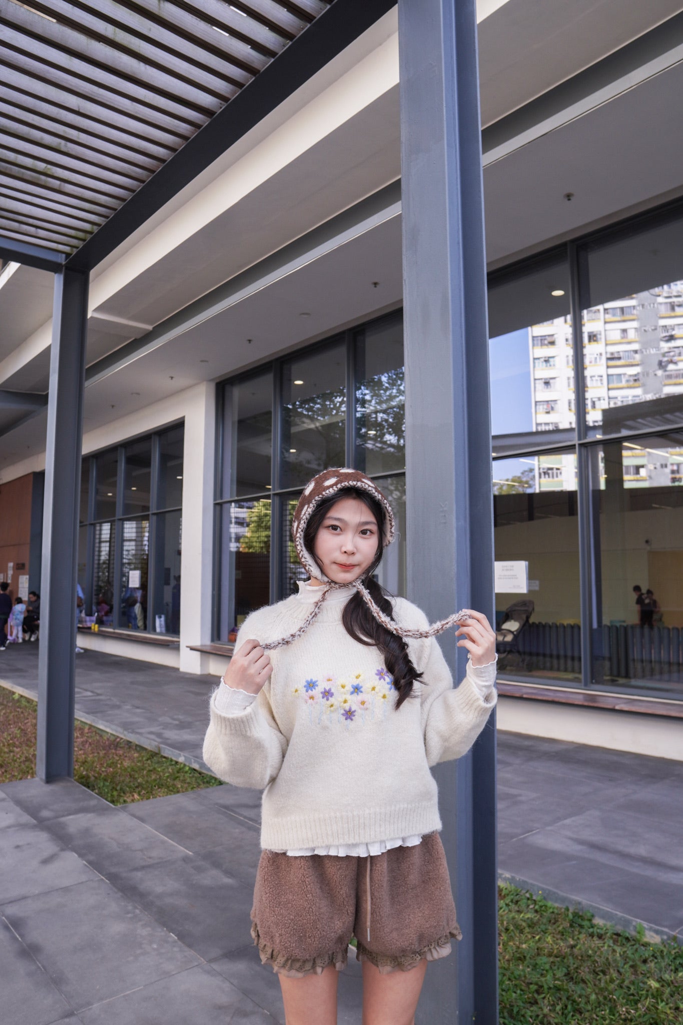 <預訂> 半高領ruffle邊傘型針織打底上衣